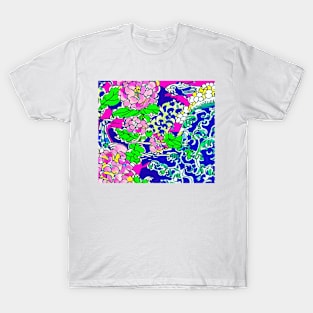 Abstract chinoiserie with pink peonies T-Shirt